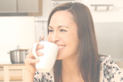 Happy woman with a mug
