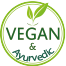 Pictogram representing a vegan and Ayurvedic product, i. e. no animal substances were used in its manufacture. This product has been developed according to Ayurvedic principles and has not been tested on animals.